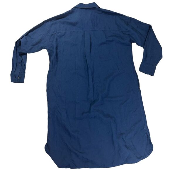 Uniqlo Navy Rayon Linen Minimalist Modest Relaxed Oversized Shirt Dress Sz XS - Picture 6 of 13